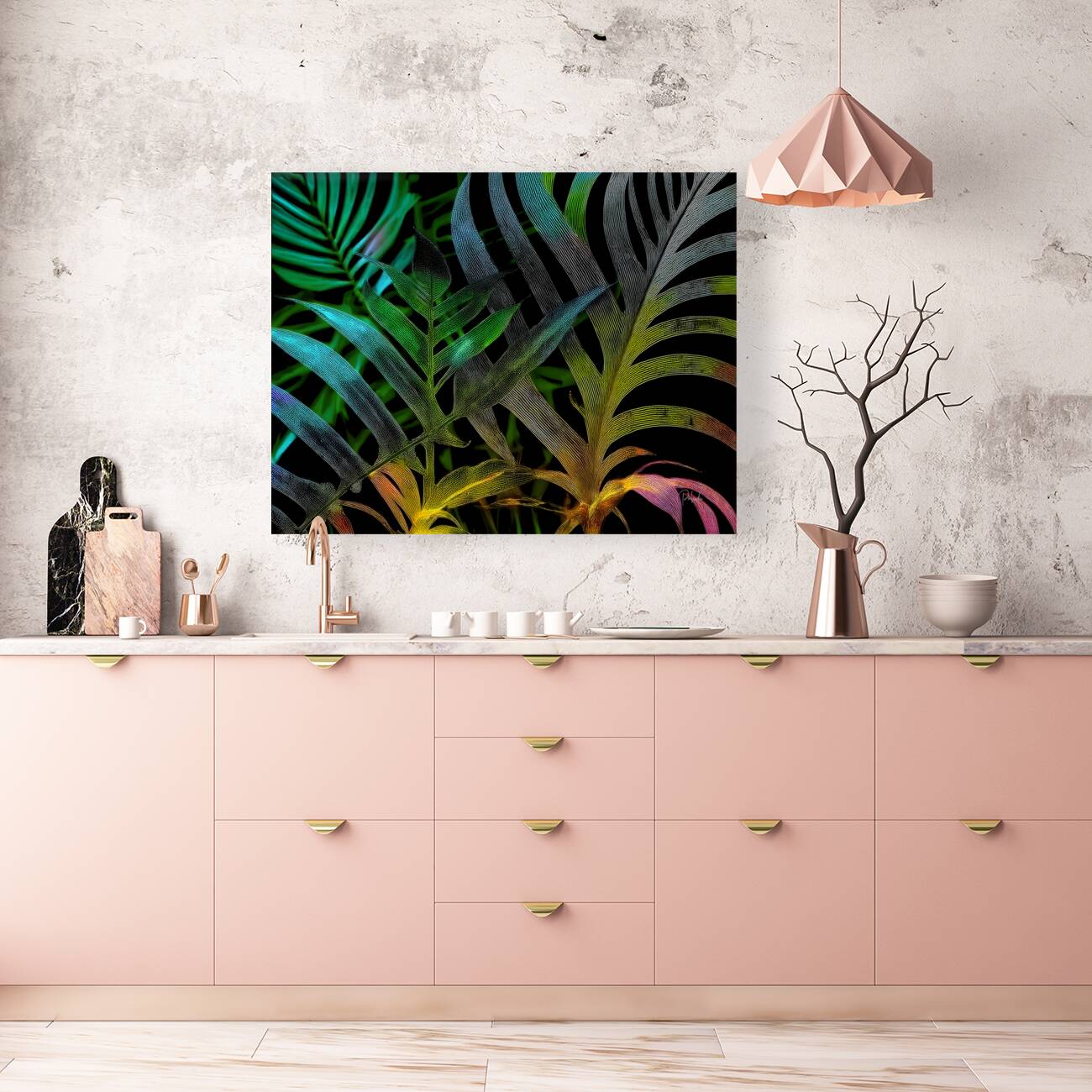 Tropical Leaves At Night Reproduction