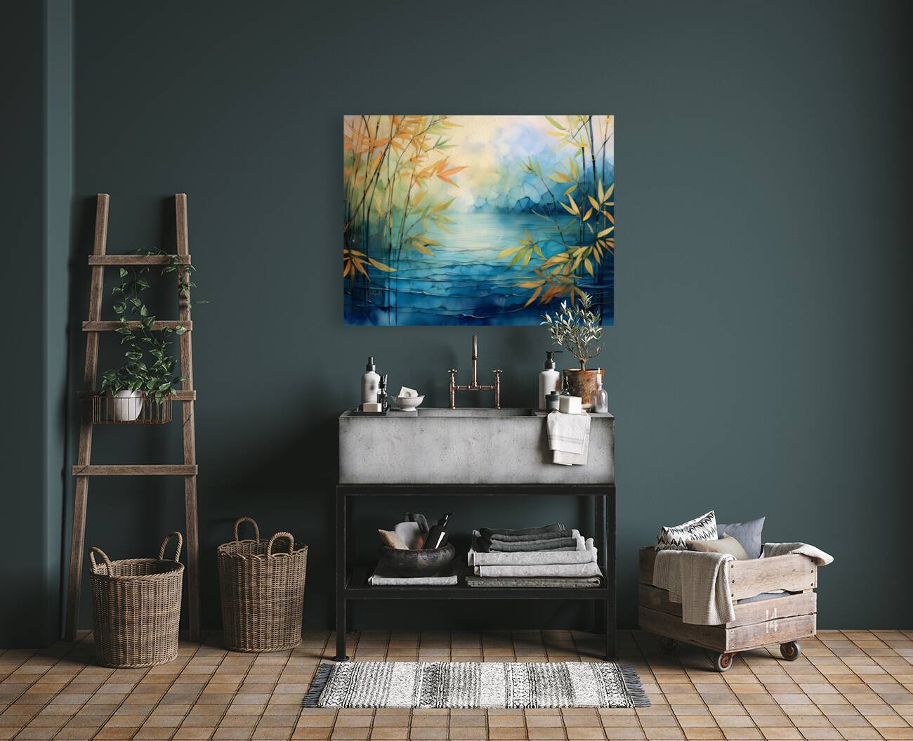 Mosiac Bamboo and Water Reproduction