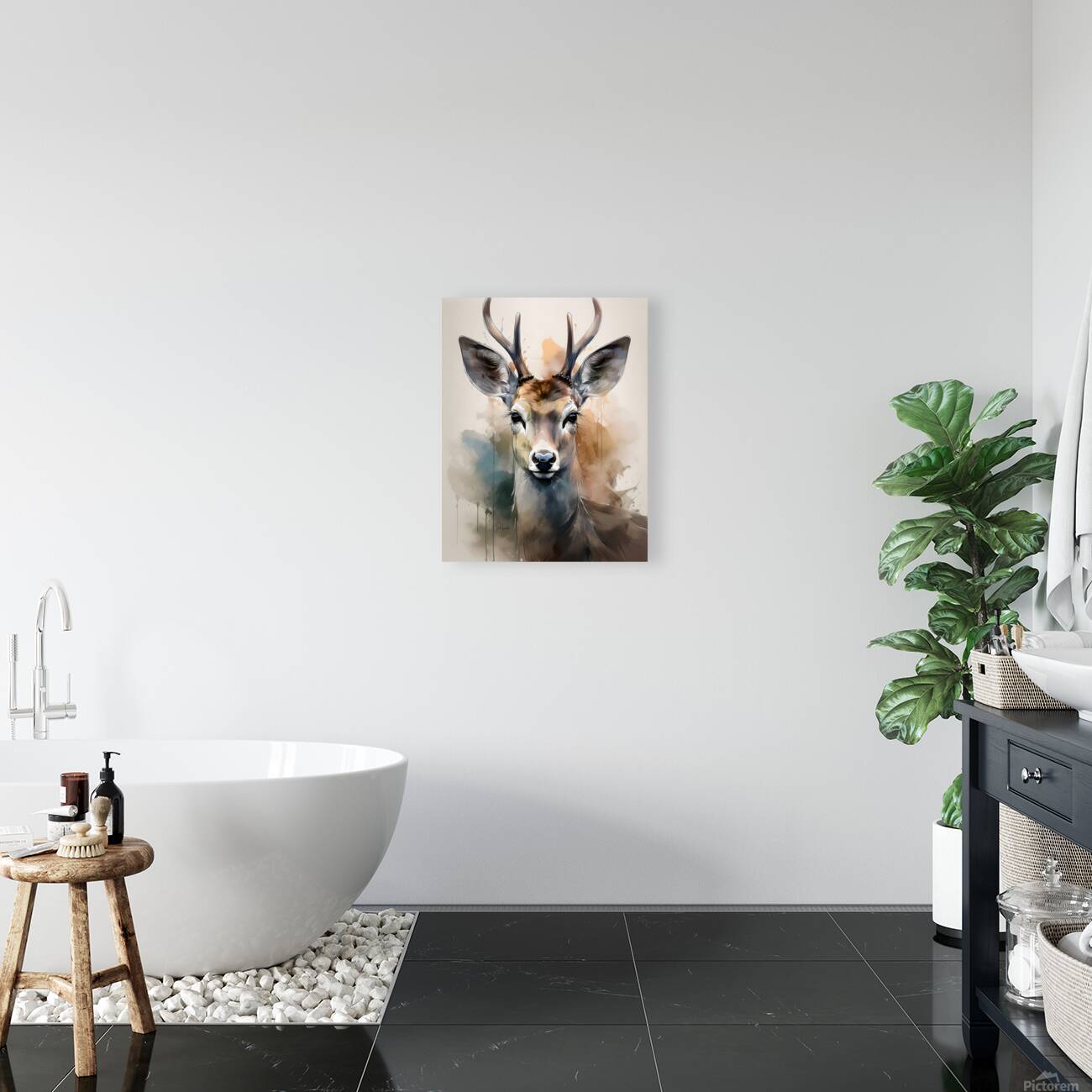 The Eyes of a Deer Inkwash Reproduction