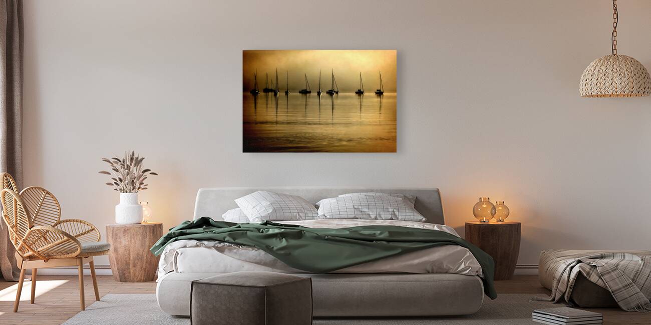 Anchored Out Under a Golden Sky Reproduction