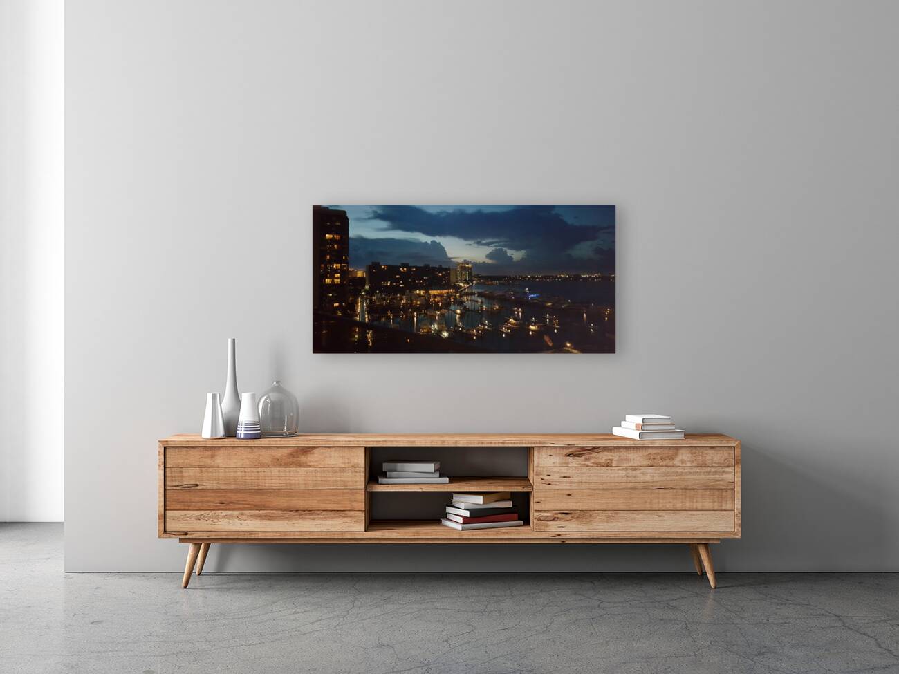 NIght Lights At The Marina Reproduction