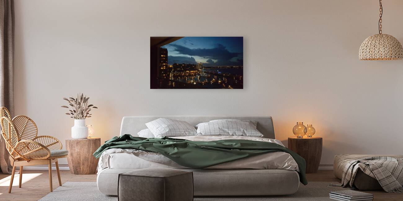 Night Lights at the Marina Reproduction