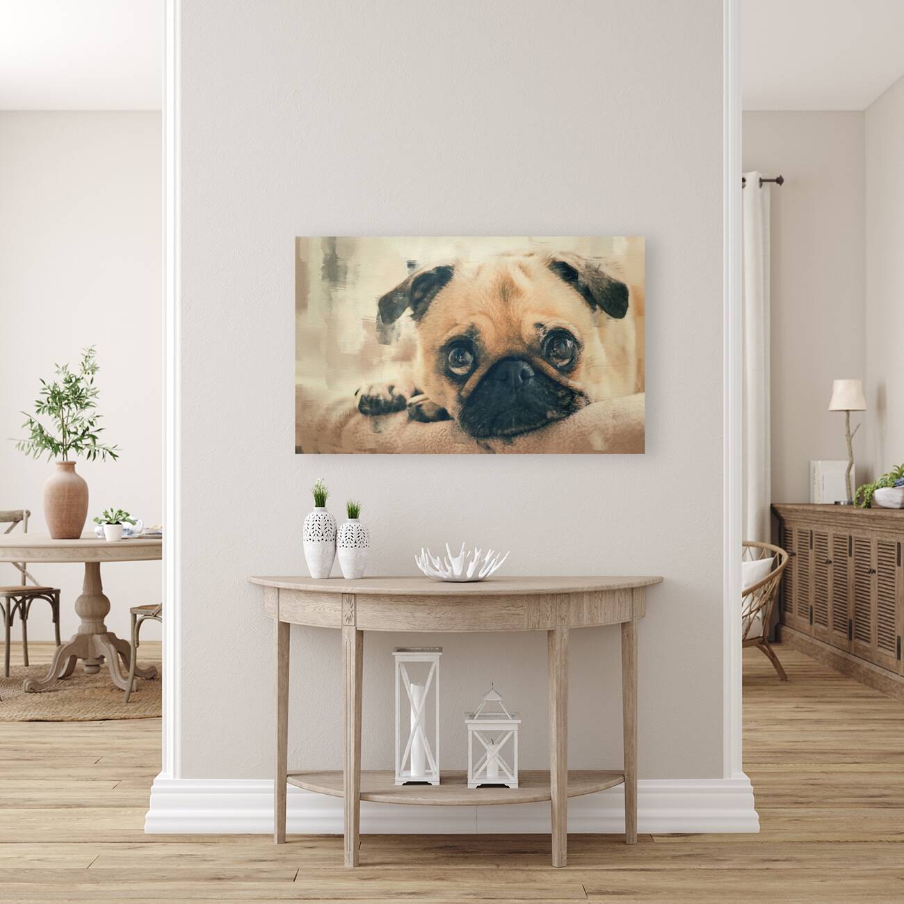 Pug Puppy Portrait  back frame mount