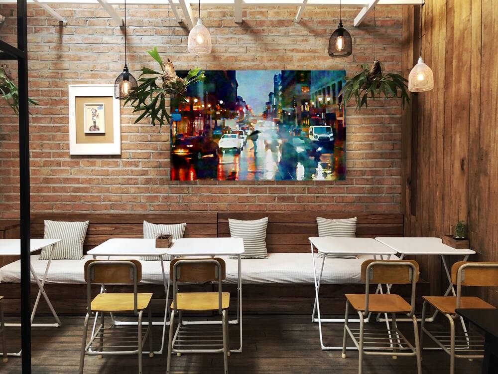 Reflections of New York CIty Streets In The Rain Reproduction