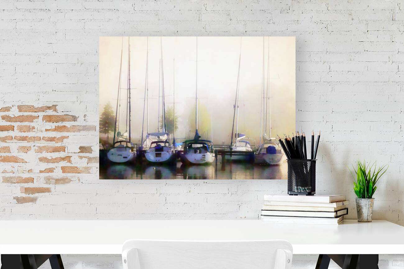 Foggy Marina Morning Reproduction