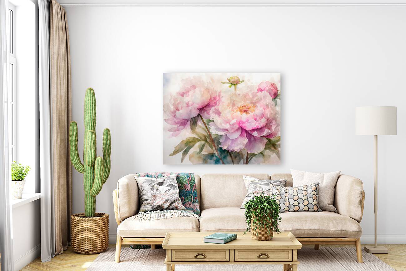 Peonies Watercolor Reproduction