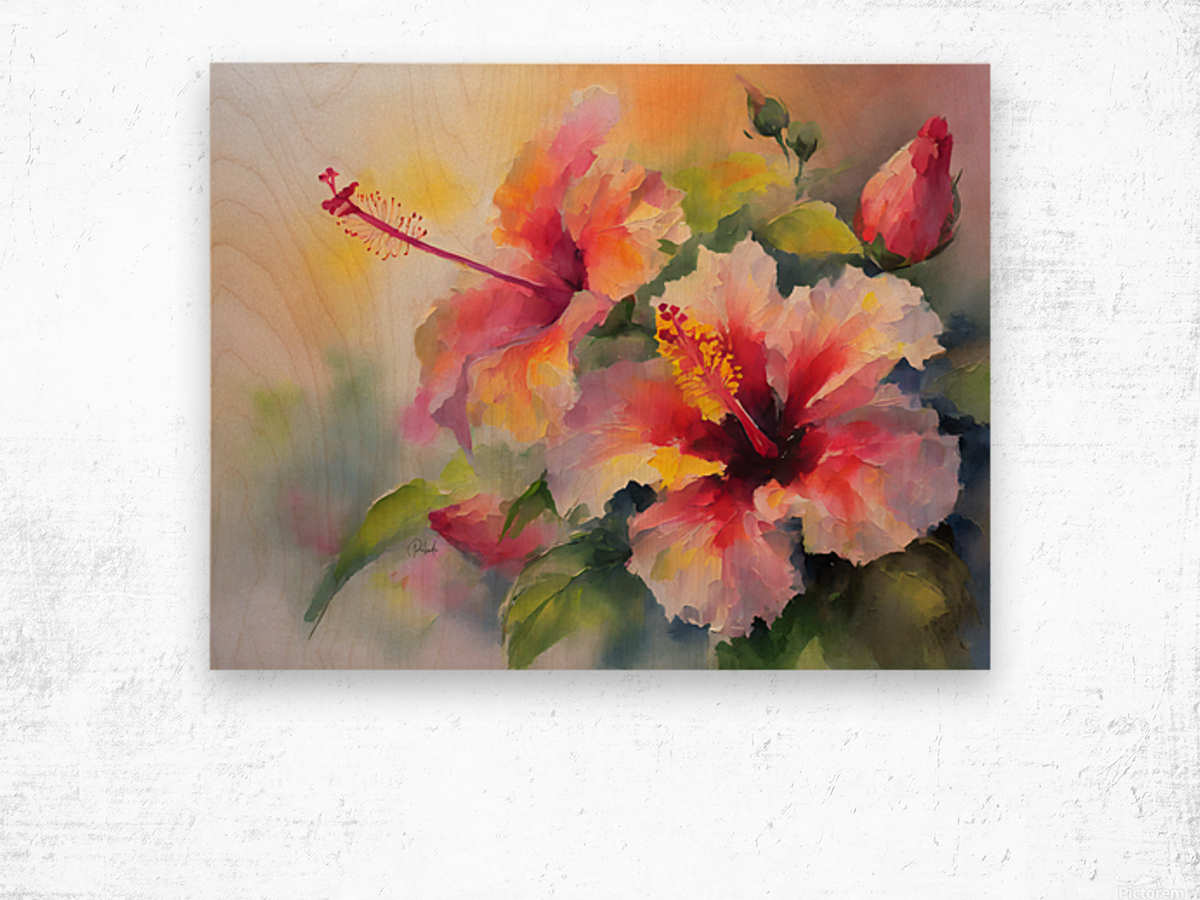 Just For Today Hibiscus Wood print