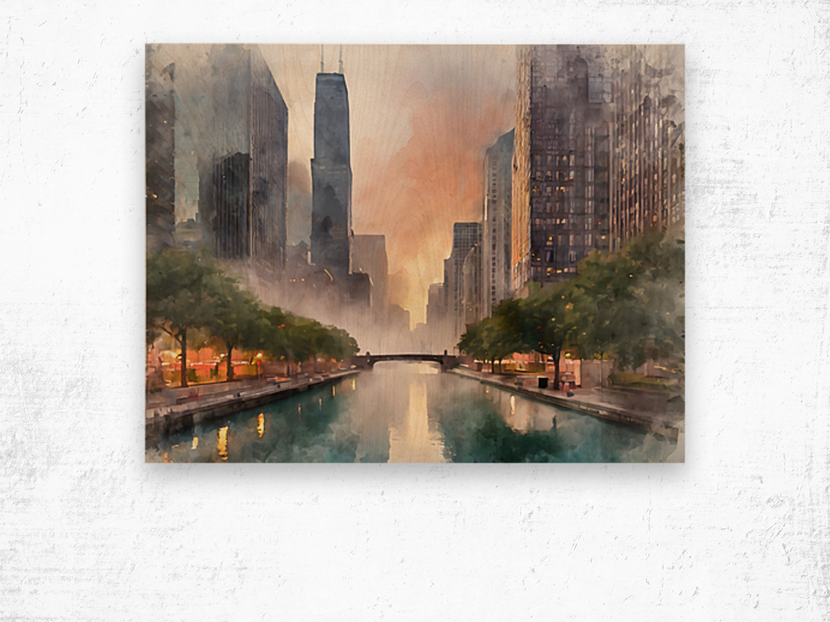 Chicago Riverwalk Wood print