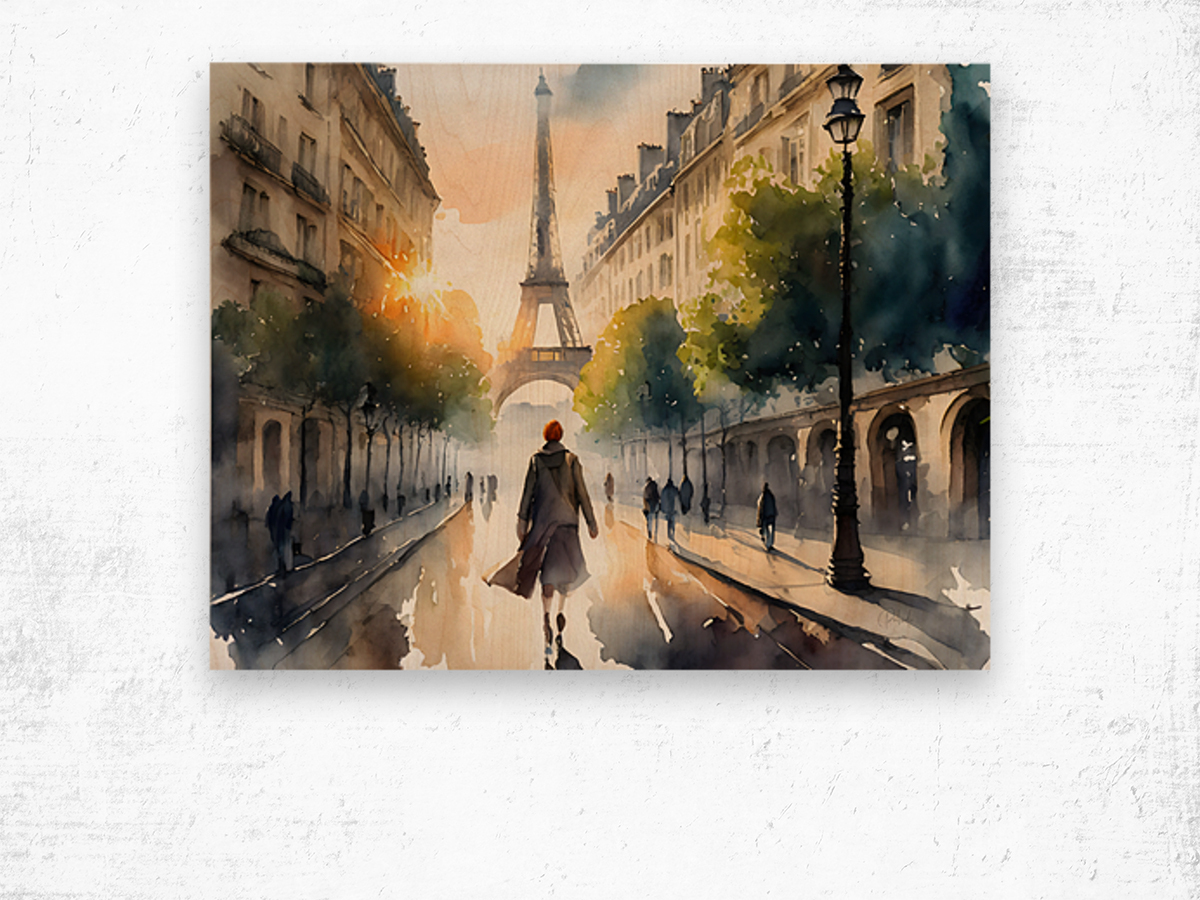Walking The Streets of Paris Wood print